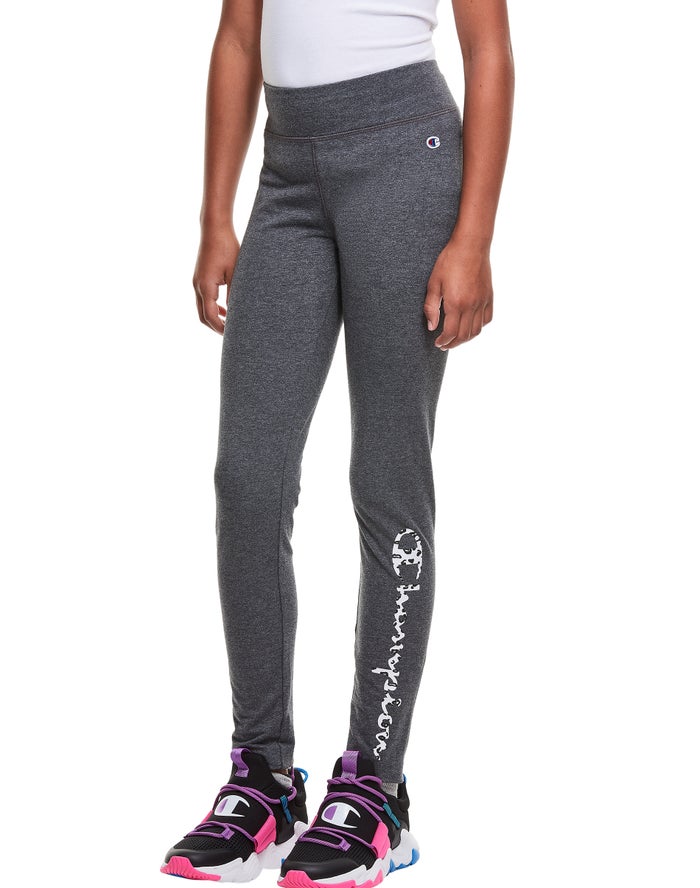 Champion Pige Leggings MørkeGrå - Leopard Print - Danmark VUG-095461